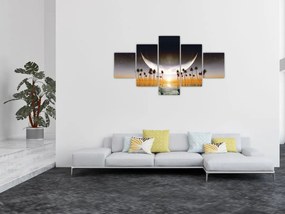 Obraz - Księżyc nad palmami (125x70 cm)