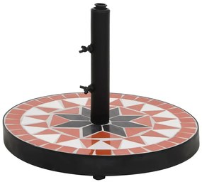Okrągła ceramiczna podstawa do parasola terakota + biały - Clovis
