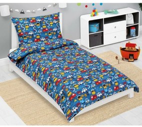 Bellatex Dziecięca pościel bawełniana JuniorRatownicy niebieska, 140 x 200, 70 x 90 cm