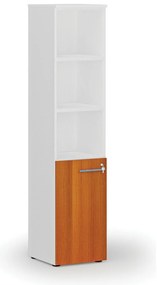 Szafa biurowa kombinowana PRIMO WHITE, drzwi na 2 poziomach, 400 x 420 x 1781 mm, biały/wiśnia