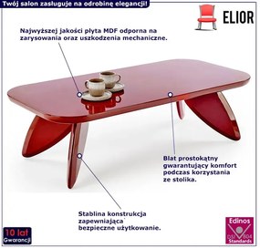 Nowoczesny prostokątny bordowy stolik A3-S05