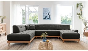 Ciemnoszara rozkładana sofa w kształcie litery "U" Miuform Dazzling Daisy, lewostronna