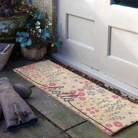 Wycieraczka z włókna kokosowego 40x120 cm Hello Scribbly Floral – Artsy Doormats