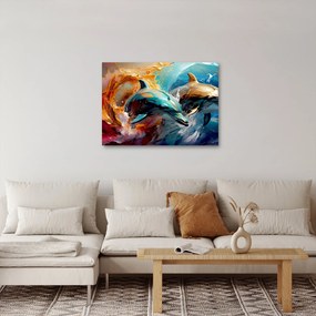Obraz - Malowanie delfinów (70x50 cm)