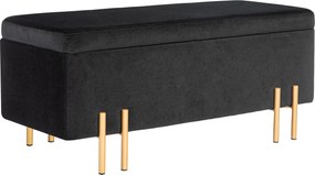 HOMCOM Ławka tapicerowana z miejscem do przechowywania, Metal, Drewno kauczukowe, Pianka, 100 x 40 x 42 cm, Czarny | Aosom PL