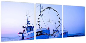 Obraz - Lądowanie o zmierzchu (z zegarem) (90x30 cm)