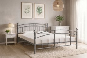 Szare metalowe łóżko dwuosobowe 140x200 cm F3-M75