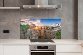 Panel Szklany Most nad Rzeką o Zachodzie Słońca