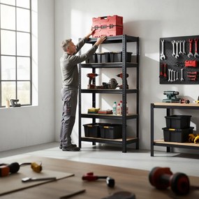 Regał o dużej nośności HEAVY, maks. 875kg, 90x40x180cm, czarny Jurhan