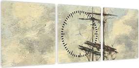 Obraz - Eugène Boudin, Ship on the Touques, reprodukcje (z zegarem) (90x30 cm)