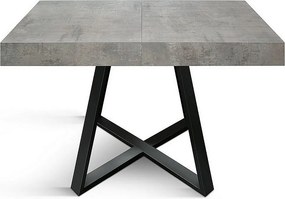 Drewniany stół, cementowo-szary, antracytowa podstawa, długość 95x90-145x90cm - FORTE DEI MARMI