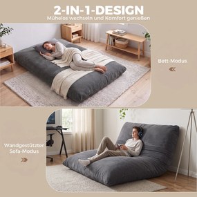 HOMCOM 2-w-1 fotel podłogowy ze sztruksem, składane siedzisko podłogowe do czytania, grania i medytacji, sofa do spania do sypialni | Aosom PL