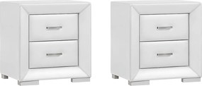 Zestaw 2 szafek nocnych - 2 szuflady - Biała ekoskóra - CAPITOLE