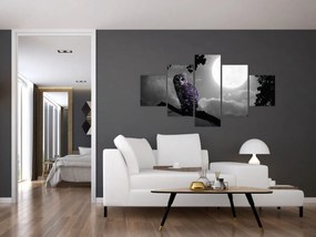 Obraz - Nocna sowa, fioletowa sowa (125x70 cm)