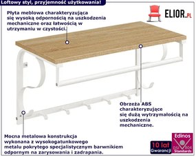 Półka Ścienna Biały Z Wieszakiem Na Ubrania + Dąb Sonoma F0-Z61