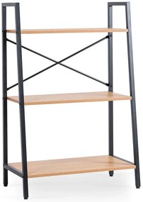 Otwarty niski regał w stylu loft czarny + dąb złoty N0-C57