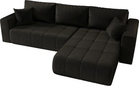 Narożnik z funkcją spania MILO Monolith 95 czarny prawy sofa w kształcie L z pojemnikiem na pościel sofa do salonu, sofa rozkładana, sofa z pojemnikiem