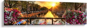 Obraz - Wschód słońca w Amsterdamie (170x50 cm)