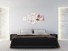 Obraz - Malowanie różowych kwiatów (125x70 cm)