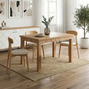 Stół Prostokątny Rozkładany SKUBI 120-160 cm Dąb Artisan Skandynawski