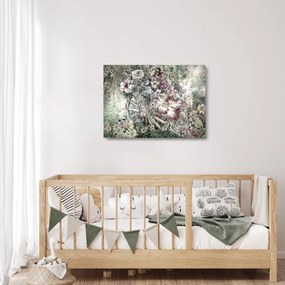 Obraz na szkle kwiatów na drewnianym kole (70x50 cm)