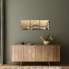 Obraz - Miasto pod mgłą (z zegarem) (90x30 cm)