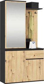 Nowoczesna garderoba do przedpokoju czarny + dąb artisan W9-K22