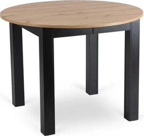 Stół Okrągły Rozkładany HARRY 102-142 cm Dąb Artisan/Czarny Nowoczesny