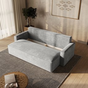 Masseno Sofa MENI z funkcją spania i pojemnikiem na pościel, Rozkładana sofa - Jasznoszary, LUMO 65