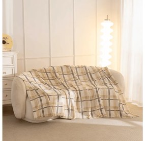 Mikropluszowy koc PLAID, kremowy Rozmiar: 200 x 220 cm