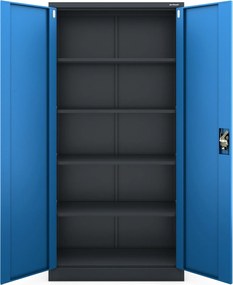 Szafa biurowa Jan dwudrzwiowa 90x40x185 cm antracyt/niebieski