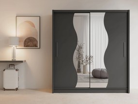 Szafa Przesuwna RANOR 200 cm z Lustrem Szafa Dwudrzwiowa, Szary