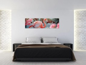 Obraz - Flaming w stawie (170x50 cm)