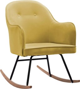 Musztardowy aksamitny fotel bujany N4-H46