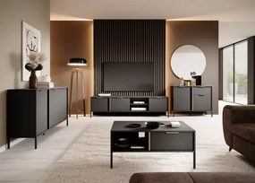Komoda Zante V – elegancka komoda w kolorze antracytowym ze złotymi detalami, 2-drzwiowa z 1 szufladą