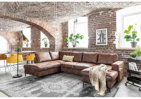 Brązowa rozkładana sofa w kształcie litery "U" z imitacji skóry Miuform Lofty Lilly Vintage, lewostronna