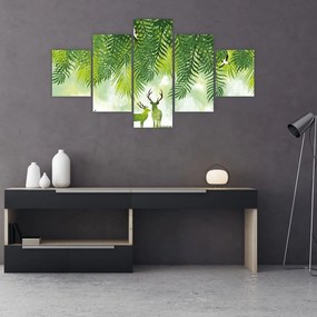 Obraz - Jeleń w lesie (125x70 cm)