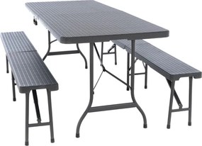 Zestaw 2 składanych ławek - antracytowo-szary, 180 cm