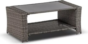 Zestaw mebli ogrodowych Arachi 2 fotele + sofa + stolik + 2 pufy szary taras balkon ogród