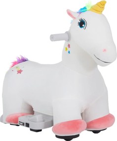 AIYAPLAY 6V Elektryczny Jeździk-Jednorożec dla Dzieci, Zasilanie Bateryjne, Z funkcją muzyki i ruchu do przodu, 18-36 miesięcy, Biały