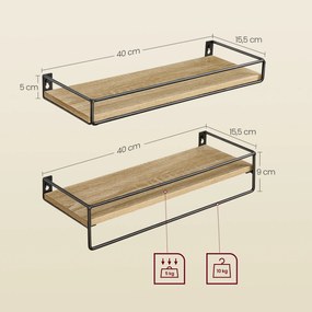 Zestaw 2 półek wiszących - sonoma - LWS441B11