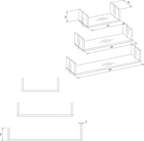 Zestaw 3 półek ściennych dąb sonoma M9-R89