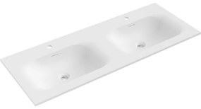 Mexen Vela umywalka wpuszczana w blat podwójna 121 x 46,5 cm, biała mat - 25231201D