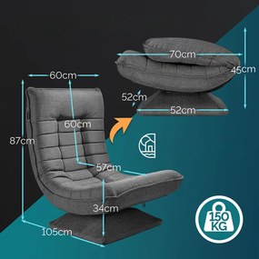 Leżanka ABERDEEN, 87x60x105cm, szara Casaria