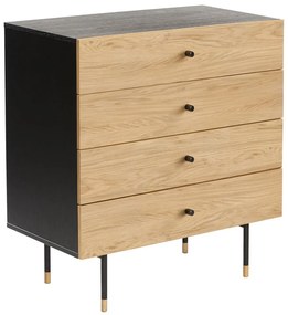 Czarno-naturalna wysoka komoda w dekorze dębu 80x87 cm Jugend – Woodman