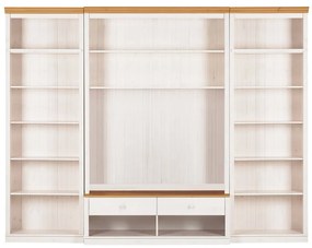 Biały zestaw pod TV z litego drewna sosnowego 288x223 cm Anita – Støraa