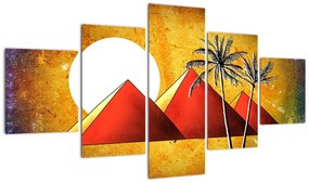 Obraz malowanych egipskich piramid (125x70 cm)