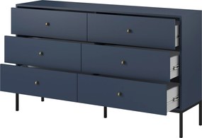 Komoda MONDO 154 cm do Salonu Sypialni 6 Szuflad Odcienie granatowego