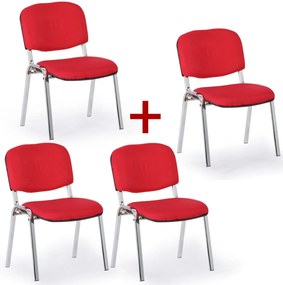 Krzesło konferencyjne VIVA PLUS 3+1 GRATIS - chromowane nogi, czerwony