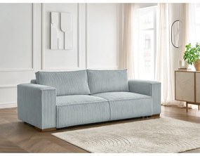 Jasnoszara sztruksowa rozkładana/ze schowkiem sofa 244 cm Chelsea – Bobochic Paris